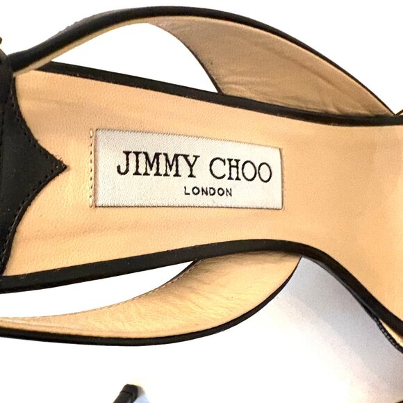 Jimmy Choo Black Leather Slingback Heels – Size IT 40 - Picture 3 of 7